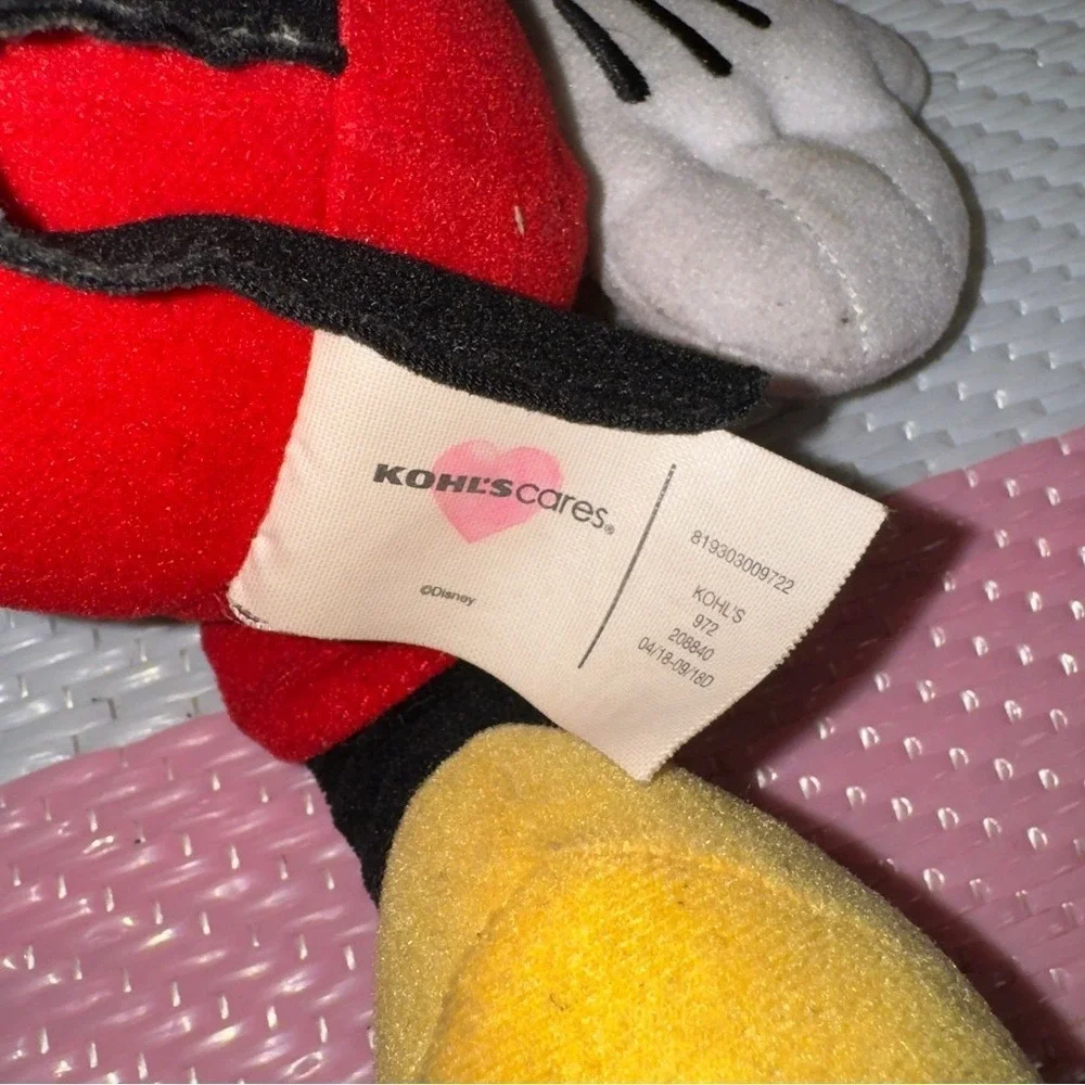 Disney Mickey Mouse Plush Doll Kohls Cares YOTTOY Black‎ Red Stuffed Animal